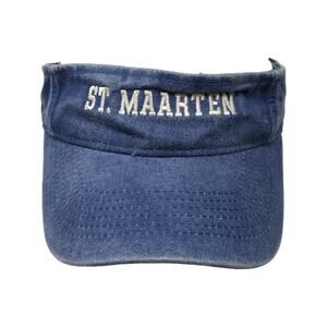 St. Maarten Strapback Visor Hat Blue One Size Embroidered Kaufman